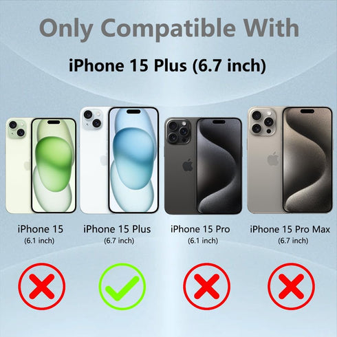KANGHAR Case Designed for iPhone 15 Plus Magnetic Clear Full Camera Protector Cover Anti-Yellowing Shockproof Slim Case for Women Men Compatible w...