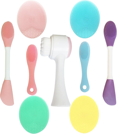 9-in-1 Face Scrubber Face Cleaning Brushes Super Soft Silicone Face Cleanser Brush and Facial Cleansing Massager Brush Face Cleansing Brush Set...