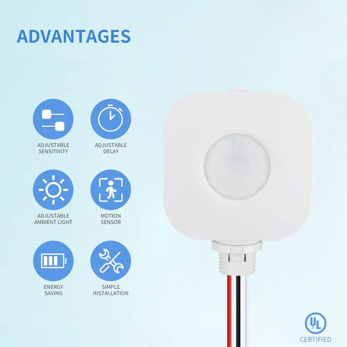 ECOELER Ceiling Occupancy Motion Sensor Switch, High Bay Fixture Mount 360° Ceiling Automatic Light Switch, 120/277VAC, UL, FCC Approved Passive I...