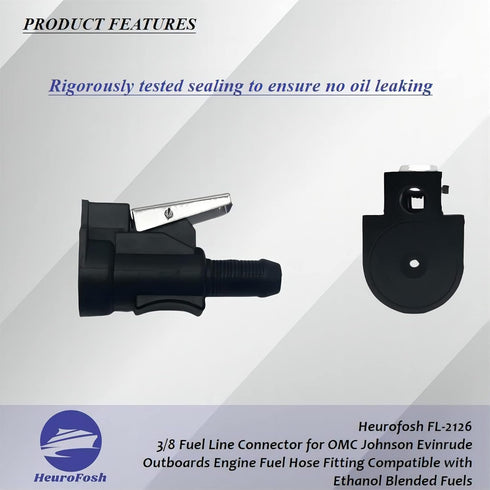 2126 3/8 Fuel Line Connector for OMC Johnson Evinrude Outboards Engine Fuel Hose Fitting Compatible with Ethanol Blended Fuels 18-8092...