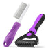 Pet Grooming Brush, Pet Detangling Pet Metal Comb with Long & Short Stainless Steel Teeth for Removing Matted Fur, Dematting Deshedding Brush Cat ...