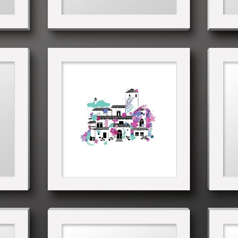 Trends International Gallery Pops Disney Encanto - Painted Paradise Encanto House Wall Art Wall Poster, 12" x 12", White Framed Version...