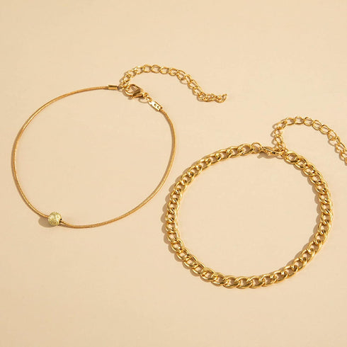 Layered Cuban Link Anklet Punk Chunky Chain Ankle Bracelets Gold Bead Thin Anklet Summer Beach Barefoot Anklet Foot Chain Jewelry for women Girls...