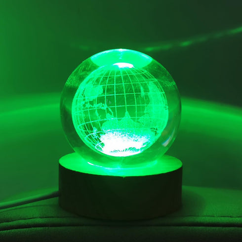 3D Crystal Earth Ball Light with Colorful LED Light Base,Valentine's Day Gift,Color Changing Table Lamp with Remote,Unique Gift for Kids,Girlfrien...