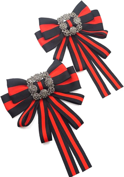 Topaz Christmas black bow tie brooch for women men bowknot costume brooches fashion jewelry cravat ribbon broach pin womens corsage jabot collar n...