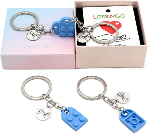 Heart Keychain for Couples/Friendship, Matching Brick Keychains Set for Girlfriend/Boyfriend, Boys Girls Sweet Gifts...