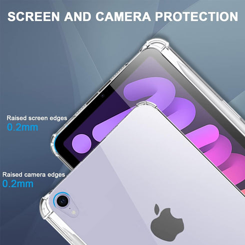 Clear Case for iPad Mini 7 A17 Pro/Mini 6 with Pencil Holder, Supports 2nd Gen Apple Pencil Charging, Ultra Slim, Lightweight, Soft TPU Back Cover...