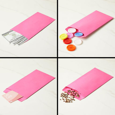 Okuna Outpost 100 Pack Money Envelopes for Cash, Payroll, Money Saving, Coins, Currency, 100GSM, Pink (4 x 7 In)...