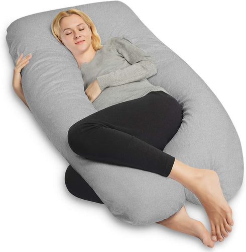 COSMOPLUS ?????????????????? ???????????? ?????????? U Shaped Full Body Pillow Case ?????????? for Maternity,Stretchy Cool Breathable Jersey Fabri...