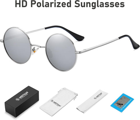 MEETSUN Small Round Sunglasses Polarized for Men Women Retro Vintage Circle Hippie Sun Glasses UV400...