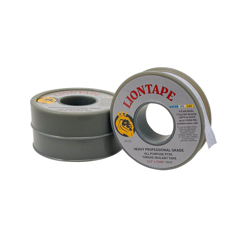Liontape G701 3-Pack 1/2" x 1200" (100-Ft) Heavy Duty Professional Teflon Tape, for Water/Oil/Gas, 4-Mil, High Density, Up to 12000 psi, Grey...