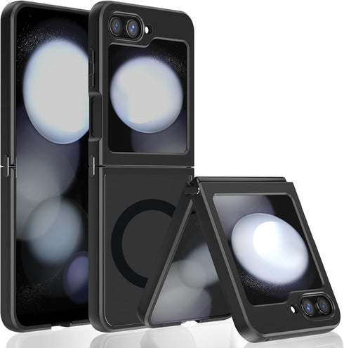Magnetic Case for Galaxy Z Flip 5 5G Case, Compatible with Mag Safe Wireless Charger, Translucent Frosted Matte Back Slim Fit Shockproof Protectiv...