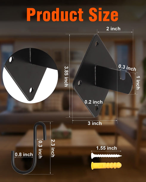 Gridwall Mount Brackets with Screws, 12 Pcs Grid Wall Accessory with 50Pcs Wall Mount Screws and 2 Pcs S Hooks for Wall Grid Panels Clothing Store...