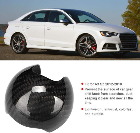 KIMISS Gear Shift Knob Cover, Car Carbon Fiber Gear Shift Knob Head Cover Fit for A3 2012-2018 Left-Hand Driving...