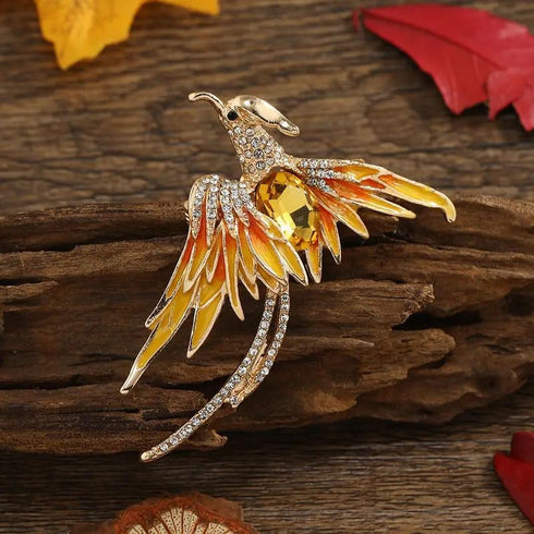 3Pcs Sparkling Rhinestone Phoenix Brooch Enamel Lapel Pin for Clothing Accessories...