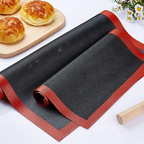 2 Pcs Silicone Mat, Microperforated Fiberglass Silicone Mat Odourless Baking Pan Mat Strong Heat Resistance Oven or Pan Liner Baking Pastry Tool...