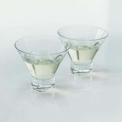 Viski Heavy Base Stemless Martini Glasses Set of 2 - Premium Short Crystal Cocktail Glass Gift Set, 7.5 oz....
