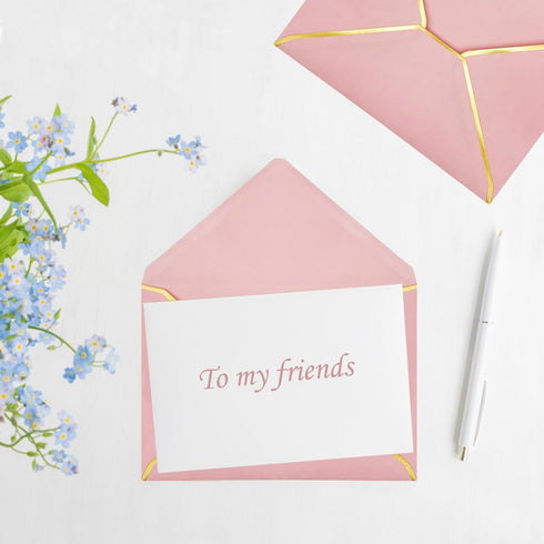 5x7 Envelopes for Invitations with Gold Border, 50 Pack A7 Envelopes with V-Flap, Self Seal Greeting Card Gift Card Envelopes Invitation Envelopes...