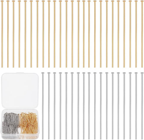 PH PandaHall 400pcs Head Pins, 304 Stainless Steel Flat Head Pins 35mm(1.3 Inch) Jewelry Making Pins 23 Guage Beading Pin for DIY Charm Earring Br...