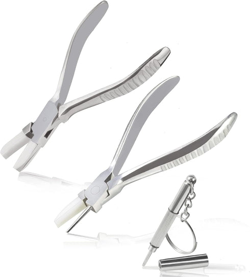 Round & Nylon Jaw Eyeglasses Frame Pliers Nylon Jaw Pliers for Eyeglasses 2 PCS Eyeglass Repair Kit with Eyeglass Repair Screwdriver Optical Plier...