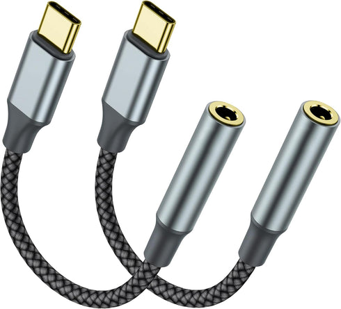 USB-C to 3.5mm Headphone Jack Adapter (2 Pack), USB-C to Aux Audio Dongle Cable, Compatible with iPhone 15 Pro Max/15 Pro/15, Samsung Galaxy S24/S...