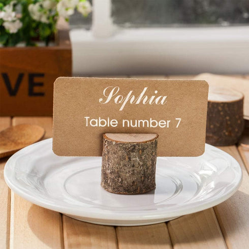 Wood Place Card Holders, 10Pcs Premium Rustic Table Number Holders and 20Pcs Kraft Table Place Cards, Wood Photo Holders, Ideal for Wedding Party ...