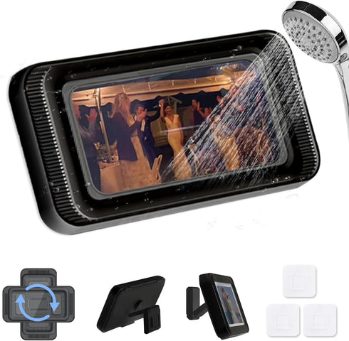 Waterproof Shower Phone Holder with 480° Rotation, Anti Fog High Sensitivity Phone Case Mount Box for Bathroom Wall, Mirror, Bathtub, and Kitchen,...