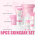 Skincare Gifts For Women,5PCS Cherry Blossom Skin Care Sets & Kits for Dry Skin,Sakura Skin Care Set with Essence,Mud Mask,Facial Cleanser,Eye Cre...