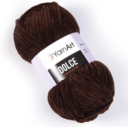 Yarn Art Dolce Yarn 100% MicroPolyester Velvet Blanket Amigurumi Super Bulky :6 Baby Chenille Yarn (1 Skein, 775-DARK Brown)...
