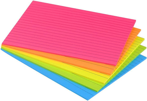 Lined Sticky Notes 6X8 in Bright Ruled Post Stickies Colorful Super Sticking Power Memo Pads Its Strong Adhesive, 5 Pads/Pack, 28 Sheets/pad...
