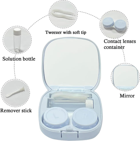 2 Pack Cute Contact Lens Case Travel Kit, Cute Contact Case with Mirror Tweezers Remover Tool Solution Bottle for Outdoor Office Daily Use...
