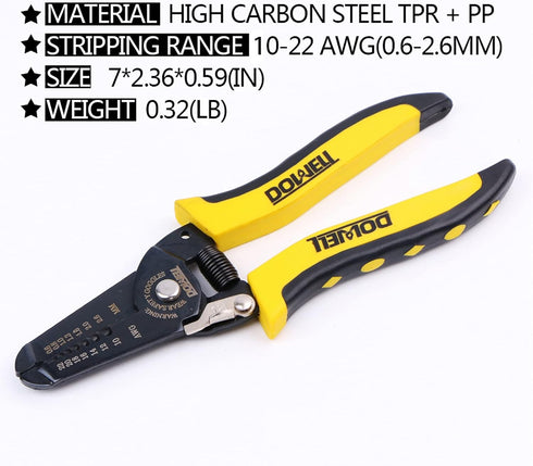DOWELL 10-22 AWG Wire Stripping Tool Wire Stripper Cutter Pliers Tool Multi-Function Hand Tool for Electrician 2-Piece...