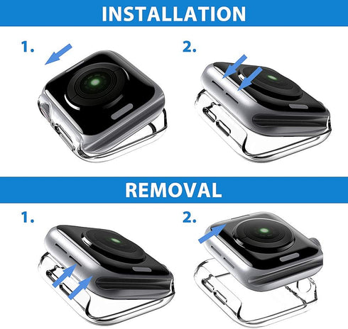 2 Pack L?K Case for Apple Watch 44mm SE/Series 6/5/4 Built-in Tempered Glass Screen Protector,All-Around Ultra Thin Bumper Full Cover Hard PC Prot...