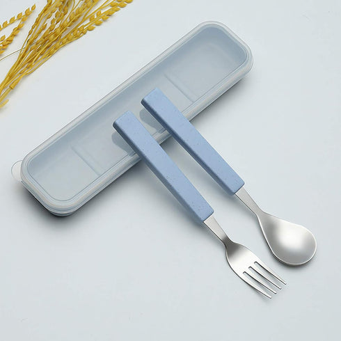 VANRA 2-Piece Children Flatware Set 18/10 Stainless Steel Child Tableware Set Silver Cutlery Set Silverware Dinner Utensils Spoon Fork Set with Tr...