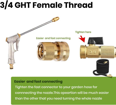 Garden Hose Nozzle, High Pressure Water Hose Nozzle Sprayer Head,fits 3/4” Garden Hose Thread,for Lawn & Garden,Washing Cars,Watering Garden,Clean...