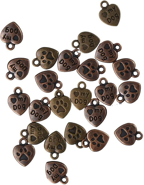 100Pcs My Dog Claw Pendant,Pet Charm Peach Heart Shape Double-Sided Pendant,Necklace Jewelry Pendant Accessories...