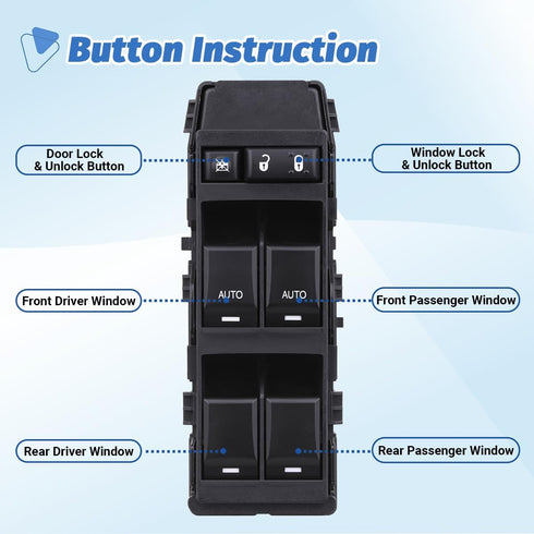 Window Switch Power Control Driver Side Compatible with 2006-2014 Jeep Commander/Grand Cherokee, Chrysler Aspen/Chrysler 200/300/Sebring, Dodge Ch...