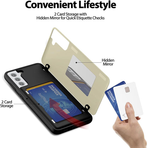 GOOSPERY for Galaxy S21 Plus 6.7"(2021) Card Holder Wallet Case, Easy Magnetic Door Closure Protective Dual Layer Bumper Sturdy Phone Back Cover w...