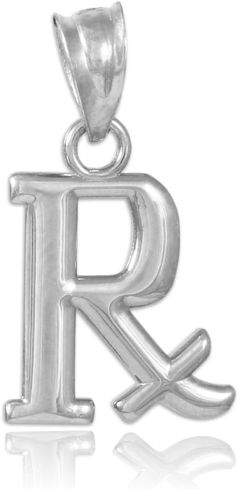 925 Sterling Silver Rx Prescription Symbol Charm Pendant...