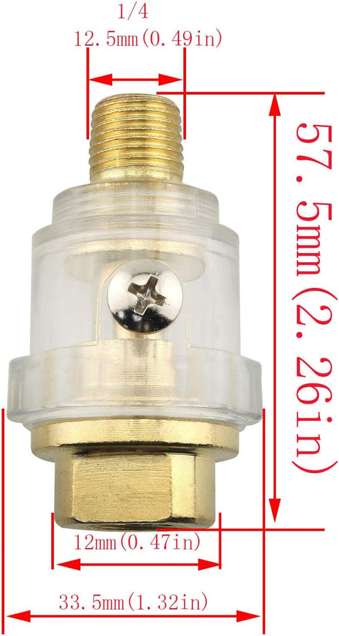CHENJIN 2PCS Mini Automatic Grease Filler 1/4 NPT Air Compressor Oil Lubricator Iron Plated Copper Pneumatic Tools Internal Parts with Screws...