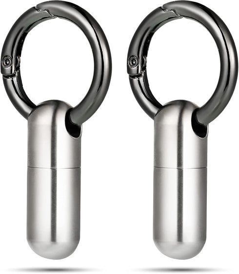 2 Pieces Tiny Keychain Pill Holder Waterproof Keychain Pill Holder Container Portable Mini Size Titanium Alloy Pill Box Case for Travel Purse Pock...