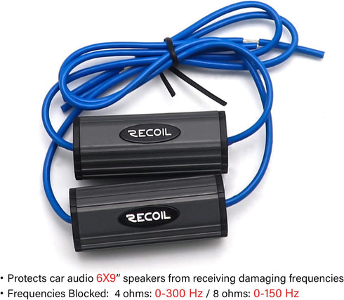 RECOIL BB-69 Bass Blocks Designed to Protect Car Audio 6X9 Inch Speakers, Eliminate Frequencies 0-300Hz at 4Ohms, Pair...