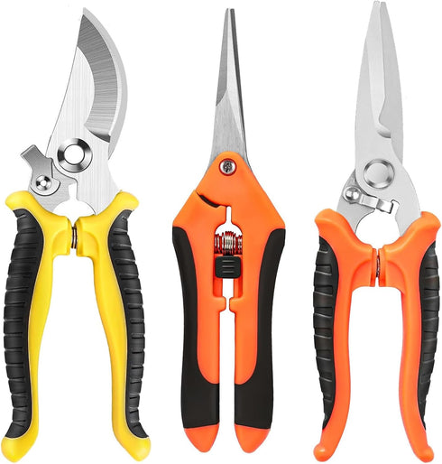 3 Pack Garden Pruning Shears, Gardening Shears Garden Scissors Stainless Steel Garden Shears, Pruning Gardening Scissors, Garden Clippers, Pruning...