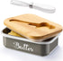 Butter Dish with Lid for Countertop, AISBUGUR Metal Butter Keeper with Stainless Steel Multipurpose Butter Knife, Large Butter Container with Doub...