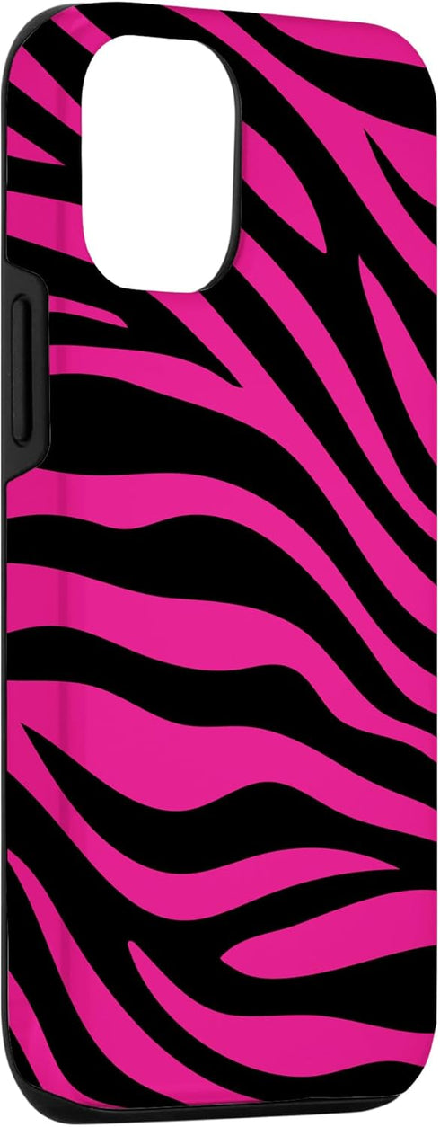 iPhone 14 Zebra Animal Print Pattern Black and Pink Cute Phone Case...