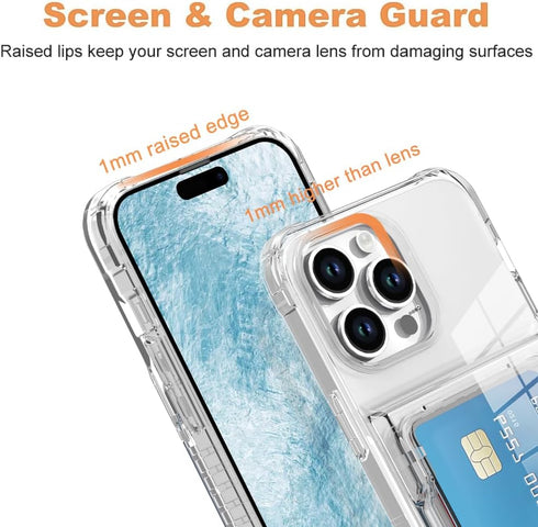 Wallet Case for iPhone 15 Pro with 3-4 Credit Card Holder Slot Shockproof Hybrid Heavy Duty Protection Clear Phone Cover Compatible with 15 Pro 6....