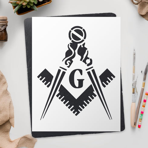 Masonic Freemason Square Stencil Template 8.5x11 Inches - Reusable for Painting on Walls, Wood, Glass & Crafts...