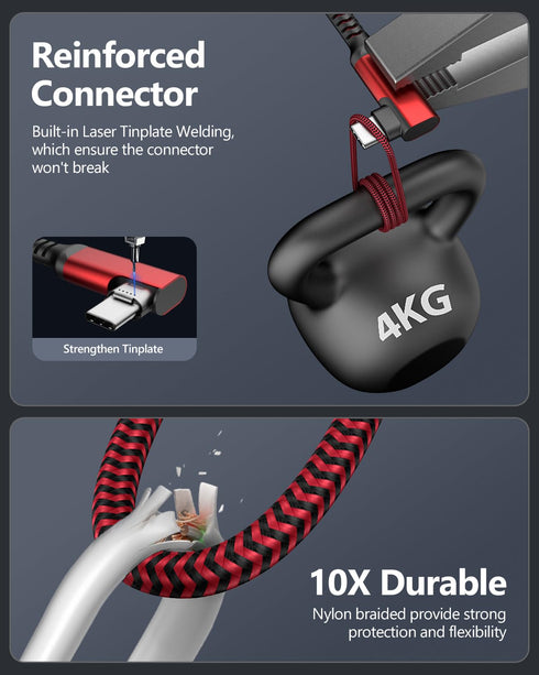 SUNGUY 10Gbps Android Auto USB C Cable 1FT, Right Angle 3A USB C 3.1 Gen 2 Cable, USB C CarPlay Cable, Compatible with iPhone 15/15 Pro Max, Samsu...