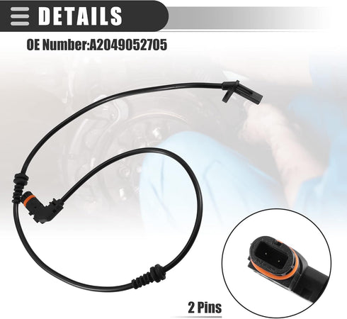Motoforti Front Left or Right ABS Sensor, Wheel Speed Sensor, for Mercedes-Benz C300 2012-2014, Plastic, A2049052705, Black...