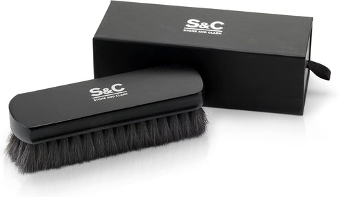 Premium Black Horse Hair Brush - Horse Hair Shoe Brushes for Polishing, Cleaning & Buffing Leather Shoes - Boot Brush with Soft Bristles, Comfy Gr...